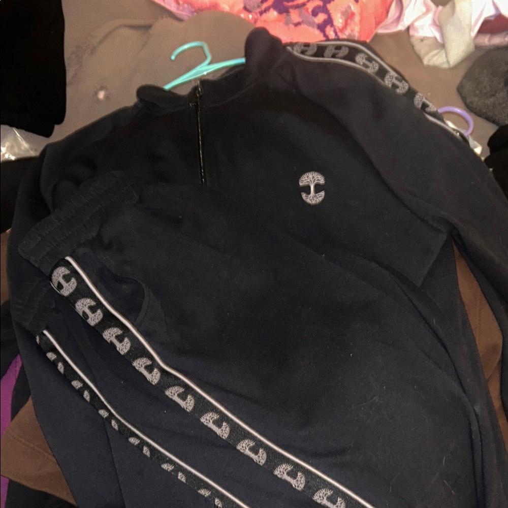 Timberland Black Logo Track Jacket with Sleeve Tape